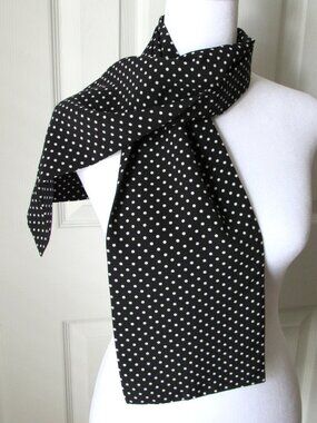 Black & White POLKA DOT SCARF Both Sides Silky Casual Elegant